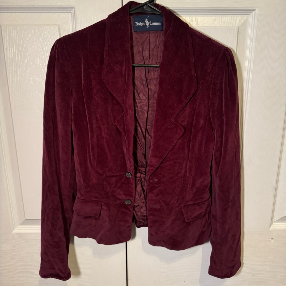 Ralph Lauren Deep Red Velvet Blazer